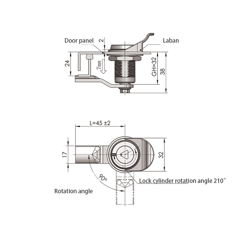 MS816-1-S Serrature triangolari in acciaio inossidabile con cilindro per serratura da 8 mm MS816-1-S Serrature triangolari in acciaio inossidabile con cilindro per serratura da 8 mm