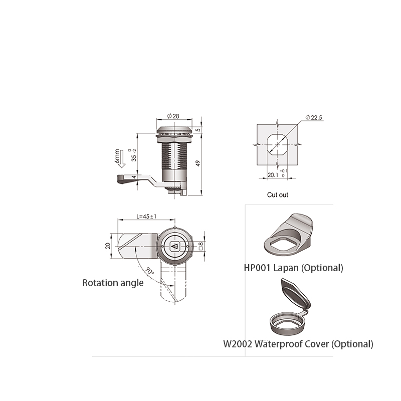 Serrature per armadietti a compressione industriale con base in acciaio inossidabile MS816-4B Serrature per armadietti a compressione industriale con base in acciaio inossidabile MS816-4B