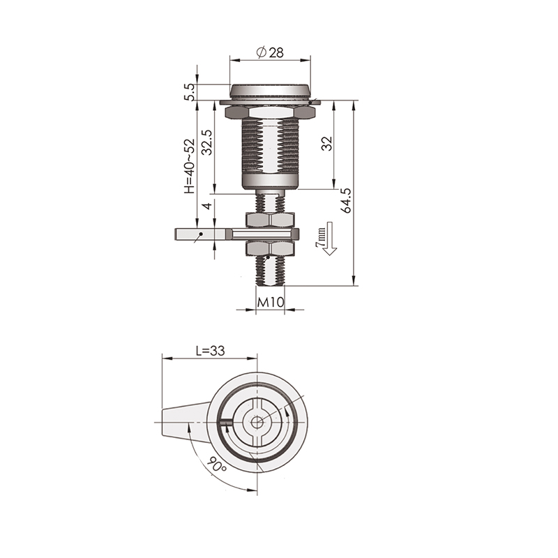 MS816-3F-1 Serrature con chiusura a compressione con cilindro quadrato da 8 mm MS816-3F-1 Serrature con chiusura a compressione con cilindro quadrato da 8 mm